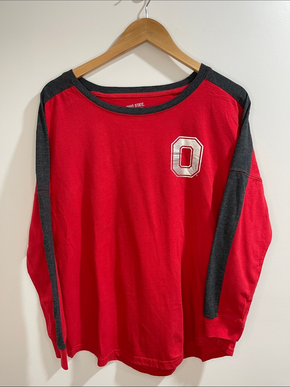 Ohio State Authentic Apparel Red & Charcoal Ringer Tee
